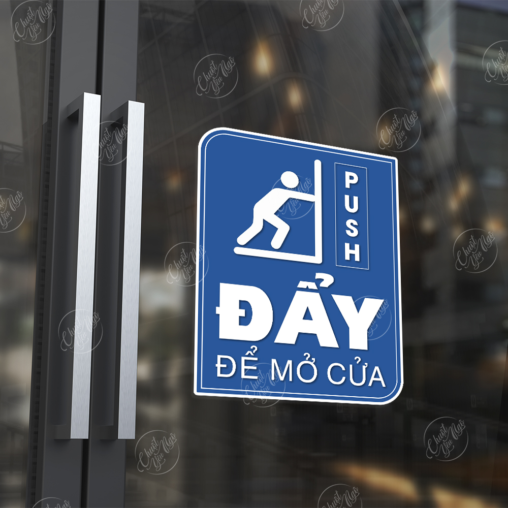 Bộ 2 miếng dán KÉO ĐẨY hướng dẫn mở cửa kính tự động Pull Push