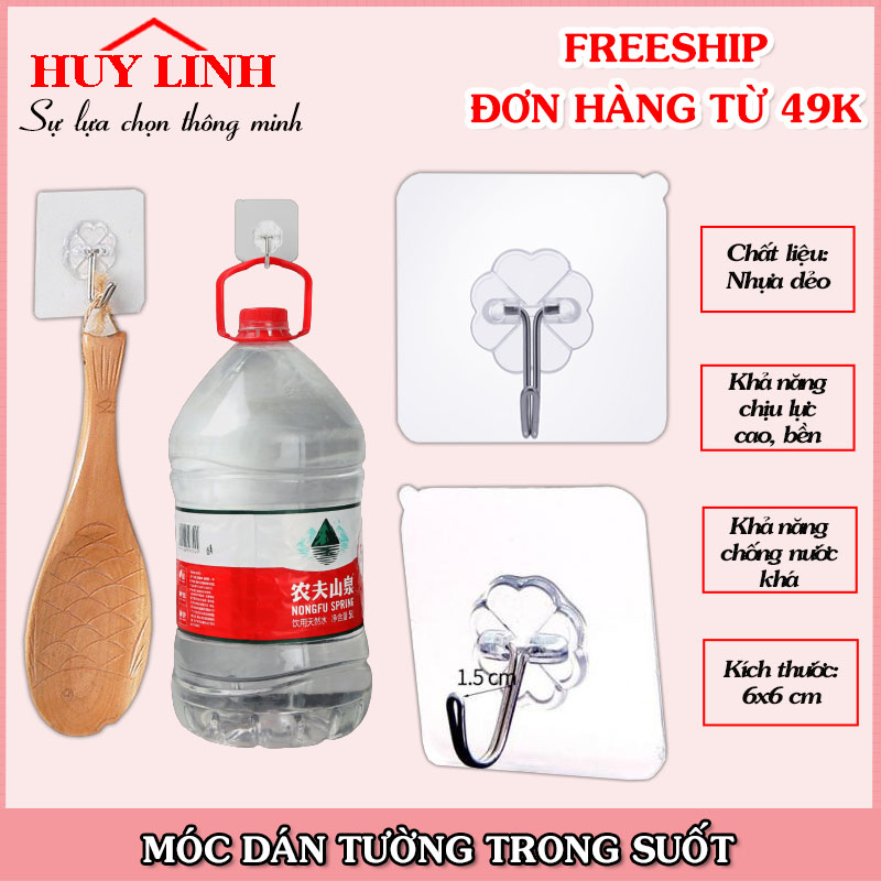 Combo 100 móc dán thần thánh siêu chịu lực, Combo 10 móc trong suốt dán tường chịu lực tốt, Huy Linh