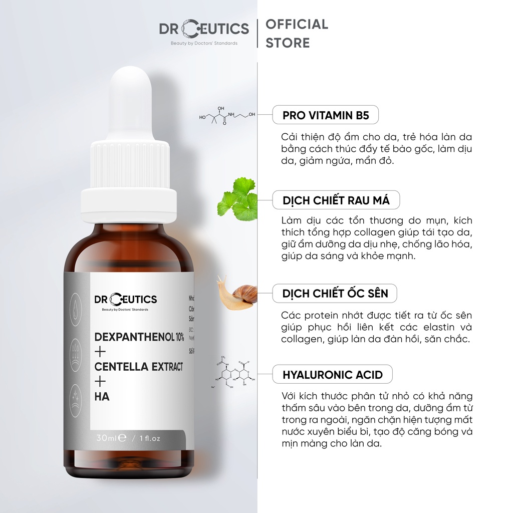 Serum B5 DrCeutics Cấp Ẩm Và Phục Hồi Da Dexpanthenol 10% + Centella Extract 40g