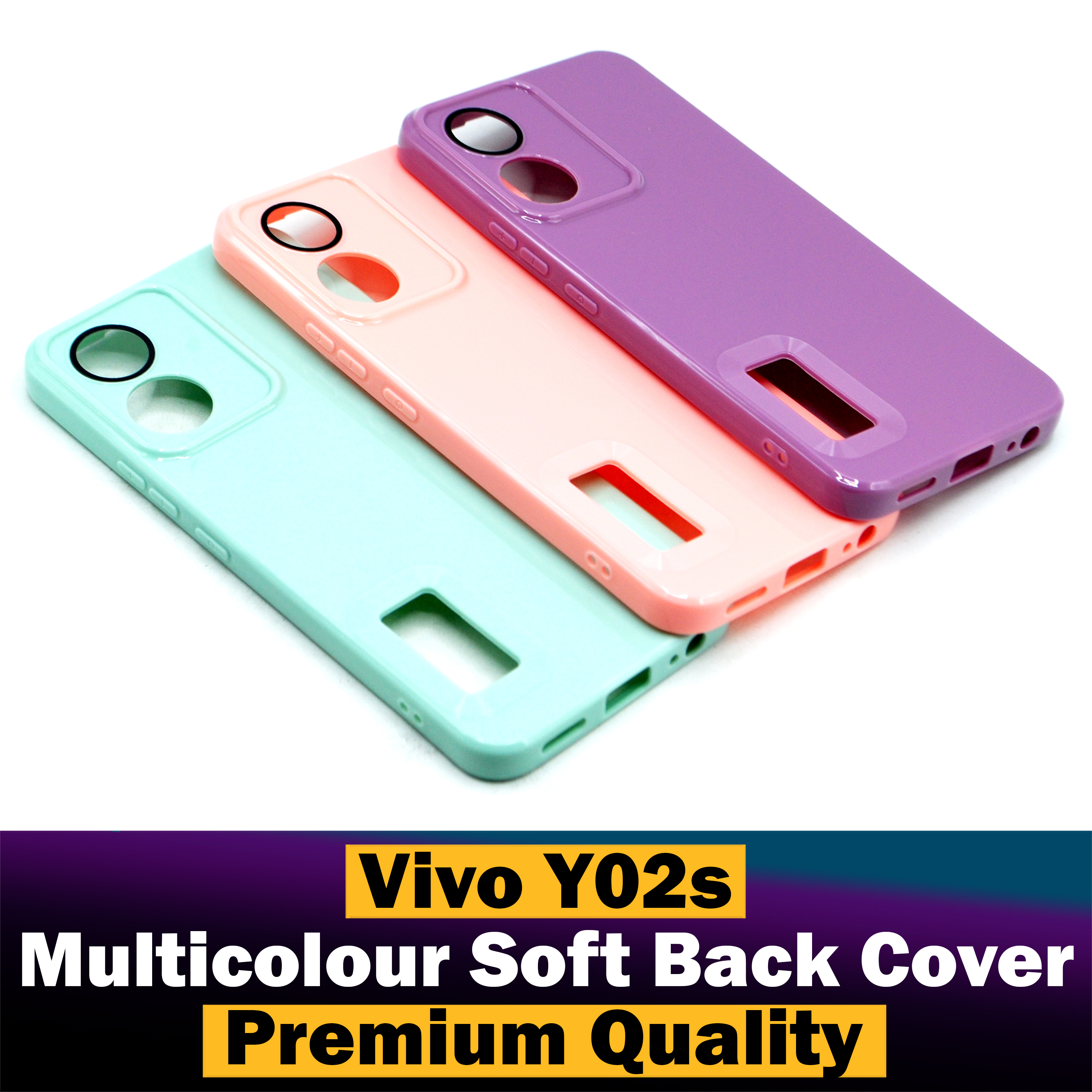 Vivo Y02s Back Cover Multicolour Soft Silicone Case For Vivo Y02s. 