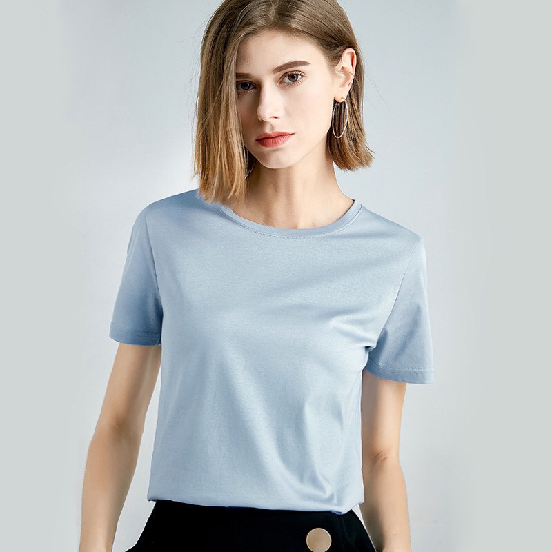 Áo Thun Trơn Nữ Hàng Hiệu Đẹp chất liệu Cotton Cao Cấp, Form rộng Cổ Tròn Cao Cấp mặc thoáng mát