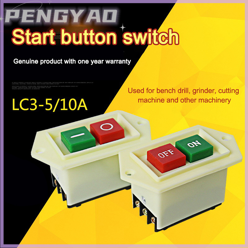 Công tắc khởi động nút LC3-5 380V Công Tắc Nút ấn bật tắt 10A nút khởi động ba pha 2 vị trí cho máy khoan bàn Máy mài