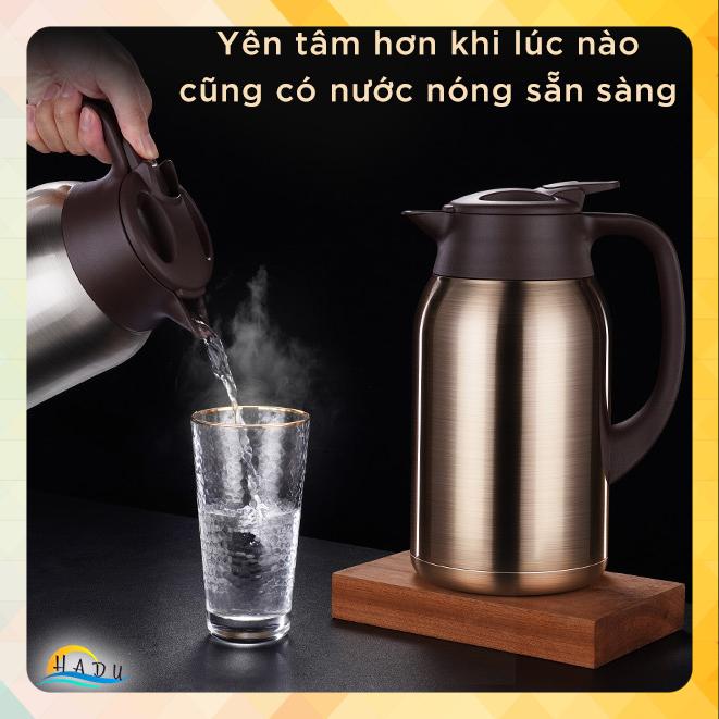 Phích Giữ Nhiệt 50 Tiếng Inox 316 SSGP 2 Lít, Bình Trà, Cafe Giữ Nóng Lạnh, Vòi Chống Bắn Nước, Tay Cầm Tiện Lợi, An Toàn Cho Gia Đình, Văn Phòng