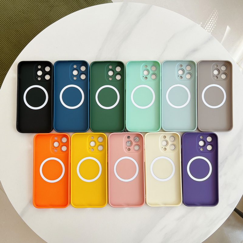 ALIGO Shockproof Magnetic Silicone Soft Phone Case Cover Simplicity Solid Color Protection Phone Shell For iPhone 15 Plus 14 13 12 Pro Max 11
