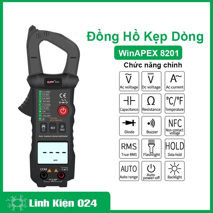 Đồng hồ kẹp dòng WinApex 8201, ampe kìm đo dòng ac độ chính xác cao