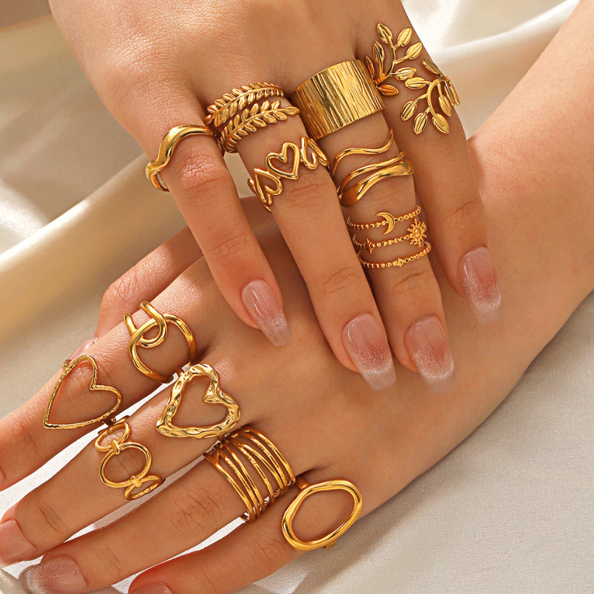 Enacolor%20Titanium%20Steel%2018K%20Gold%20Plated%20Personality%20Geometric%20Heart%20Rings%20for%20Women%20Fashion%20Jewelry%20Accessories%20-%20Image%202