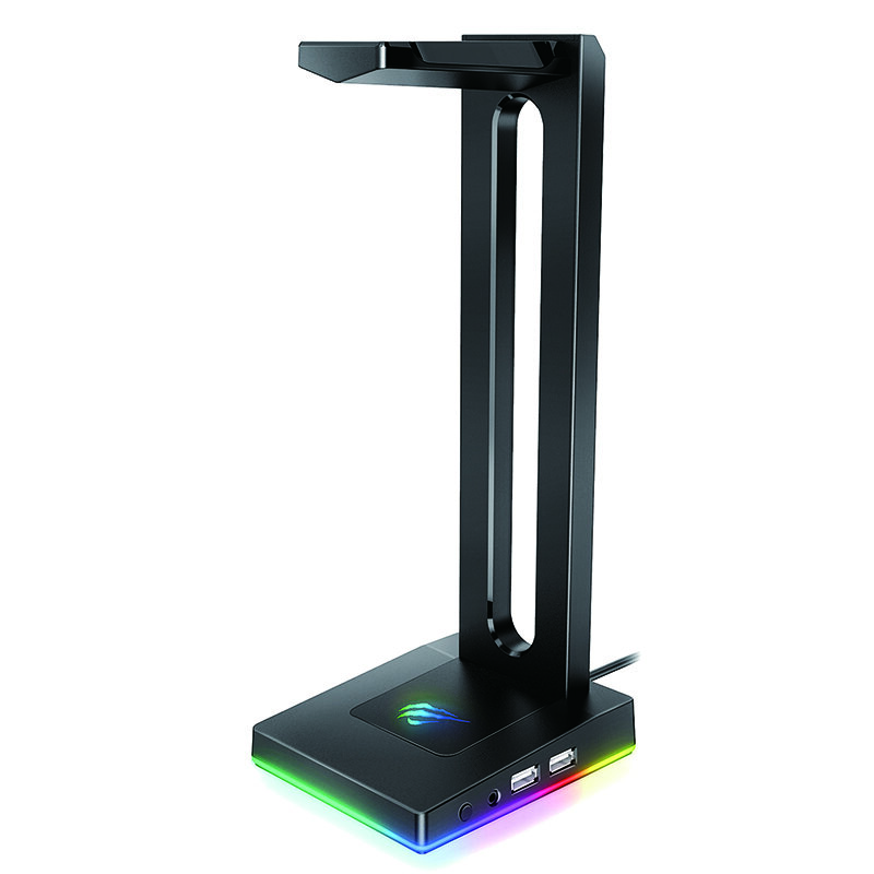 Havit TH630 RGB Headphones Stand with 3.5mm AUX and 2 USB Ports Headphone  Holder for Gamers Gaming PC - Black