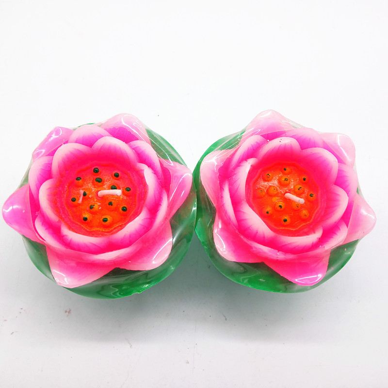 Nến thờ phật giáo hình hoa sen có đế hình lá 6x7cm