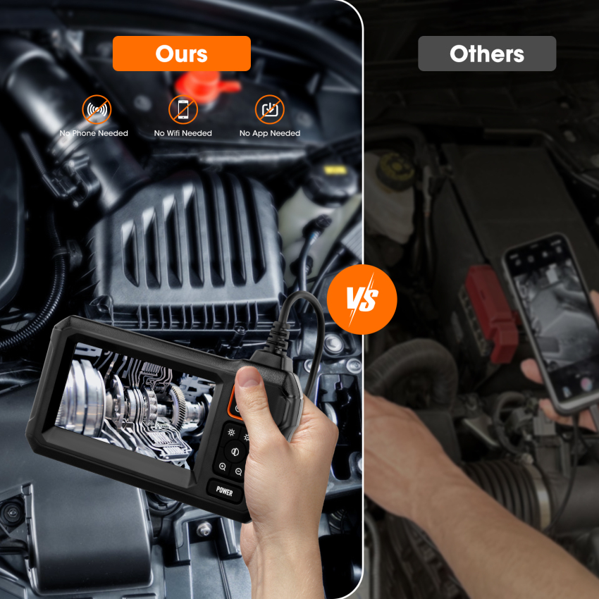 Borescope, Camera nội soi với ánh sáng, Camera kiểm tra HD 1080p, camera nội soi đường ống với ánh sáng, camera không thấm nước IP67, Camera nội soi linh hoạt 16,5ft, tiện ích cho nam giới (4.3 ”)