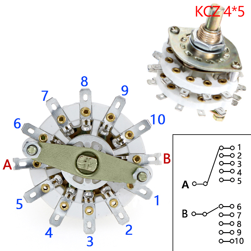 KCZ 2 Pole 6/7/8/9/10/11 4 Pole 3/5 Position With Channel Rotary Switch Selector With Cap Rotary Switch Selector YUMAN. 