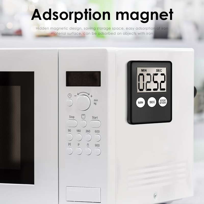 Bahagiha Super Thin LCD Digital Screen Kitchen Timer Square Cooking Count Up Countdown Alarm Magnet Clock Temporizador