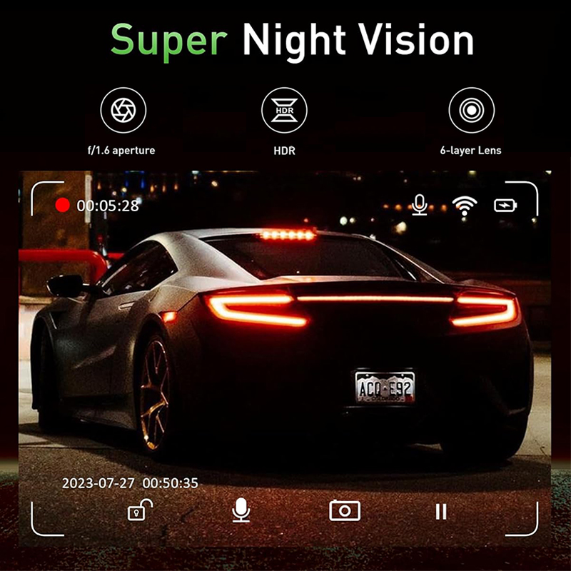 Dash Cam for Cars Car Camera Dash Cam 4K WIFI Camera for Car Front and Rear Dash Camera Black Box 24H Parking Mode Recorder. 