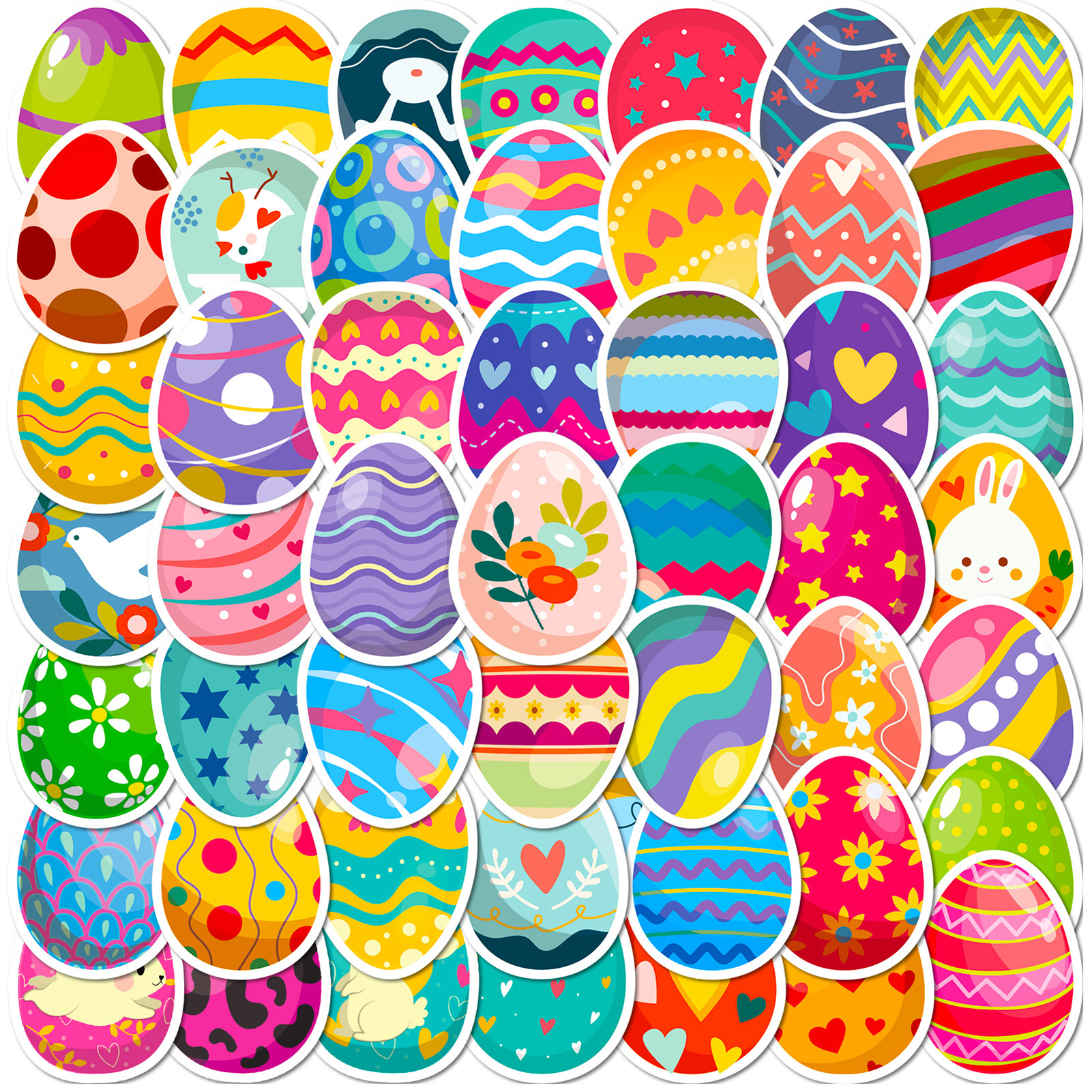 Waterproof Easter Stickers Easter Eggs Stickers Colorful Easter Egg Stickers Waterproof Decals for Water Bottles Laptops Skateboards Diy Festival Decoration