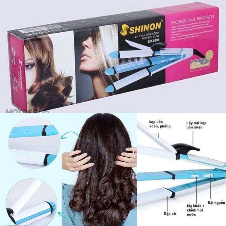 Máy Làm Tóc Đa Năng Shinon 8005 4in1 (Dập xù, uốn cụp, là thẳng, uốn xoăn lọn)