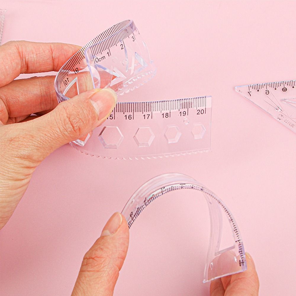 MMLUCK Drafting Ruler Straight Triangle Ruler Protractor Set Drawing Ruler Dividing Ruler 4pcs/Set Multifunctional Stationery
