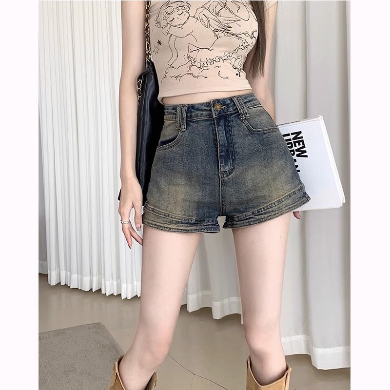 Yougang High Quality Denim Shorts For Women 2022 Summer New Elastic Skinny  Slimming Curved-edge High Waist Hip Hyuna Same Style Student Hot Pants |  Fruugo TR