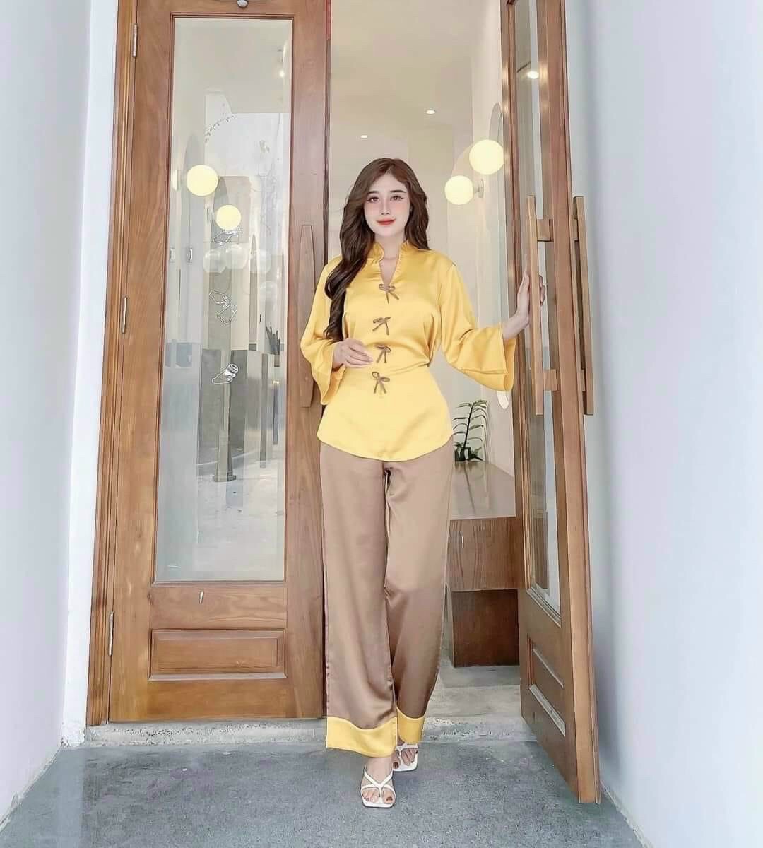 BỘ ĐỒ  LAM ĐI CHÙA NÚT THẮT NƠ