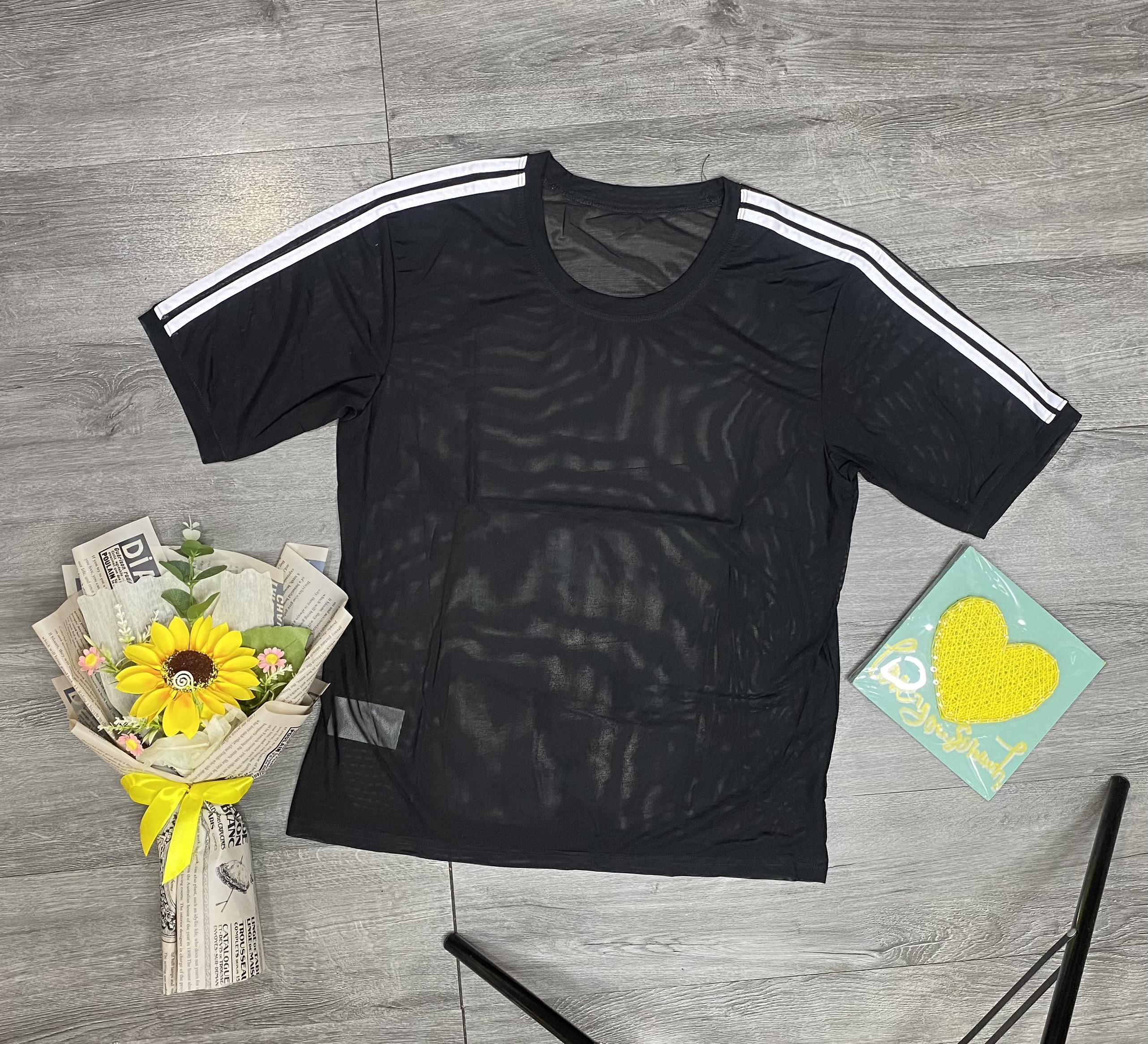 [FreeshipMAX] A005 Áo Lưới Nữ Phối Ba Sọc Tập Thể Thao Gym, Yoga, Zumba, Earobic HCM