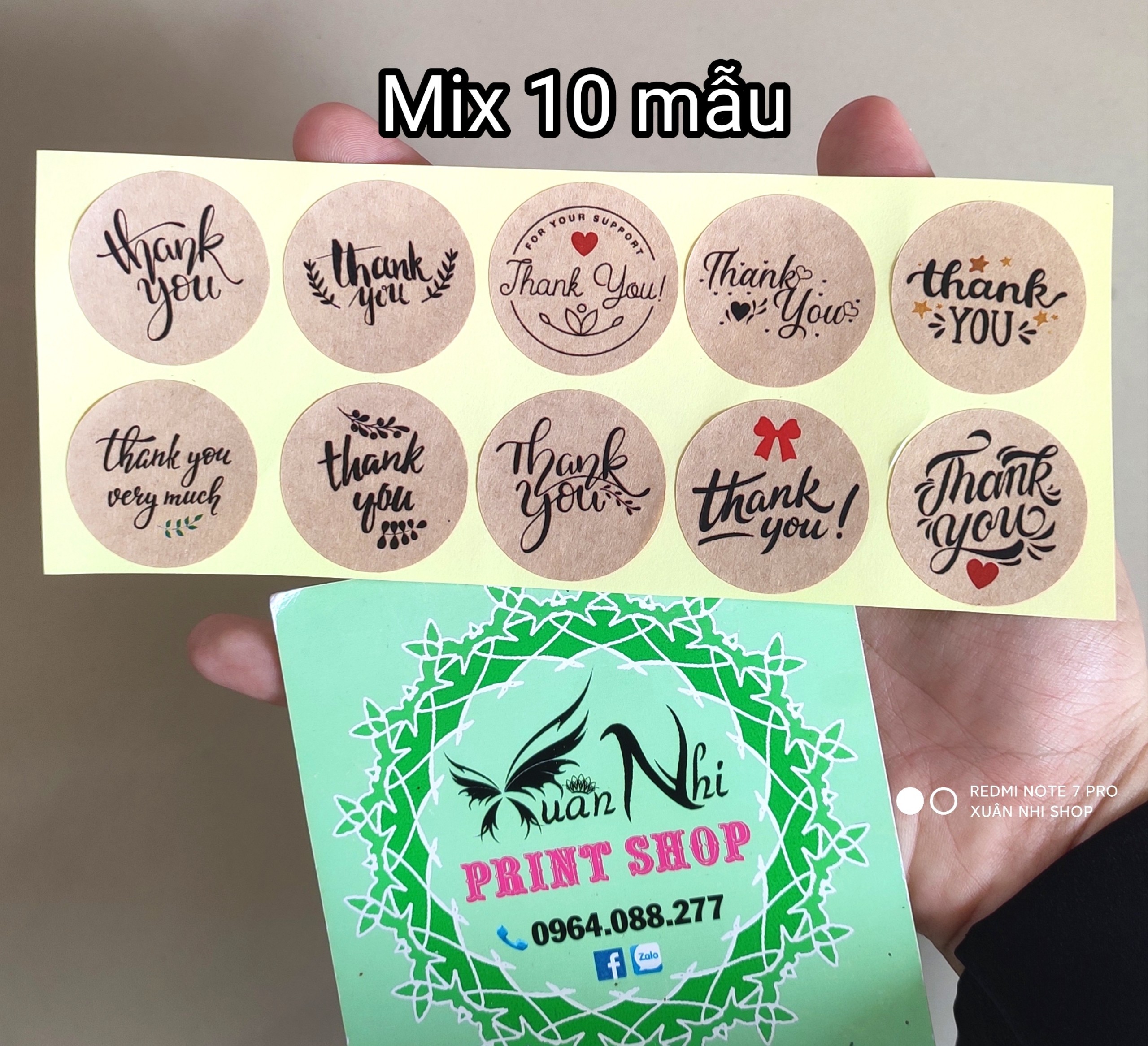Sticker Thank You giấy kraft cổ điển