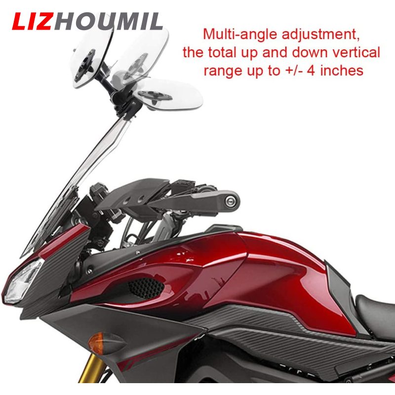 LIZHOUMIL 1 Set Motorcycle Windshield Extension Adjustable Spoiler Universal Clamp-on Windscreen Deflector Parts