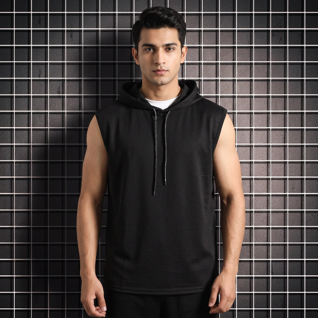 Men Cotton Hoodies Sleeveless Muscle Gym Sport Slim Vest Bodybuilding Hooded Hip Hop Streetwear Workout T-shirt