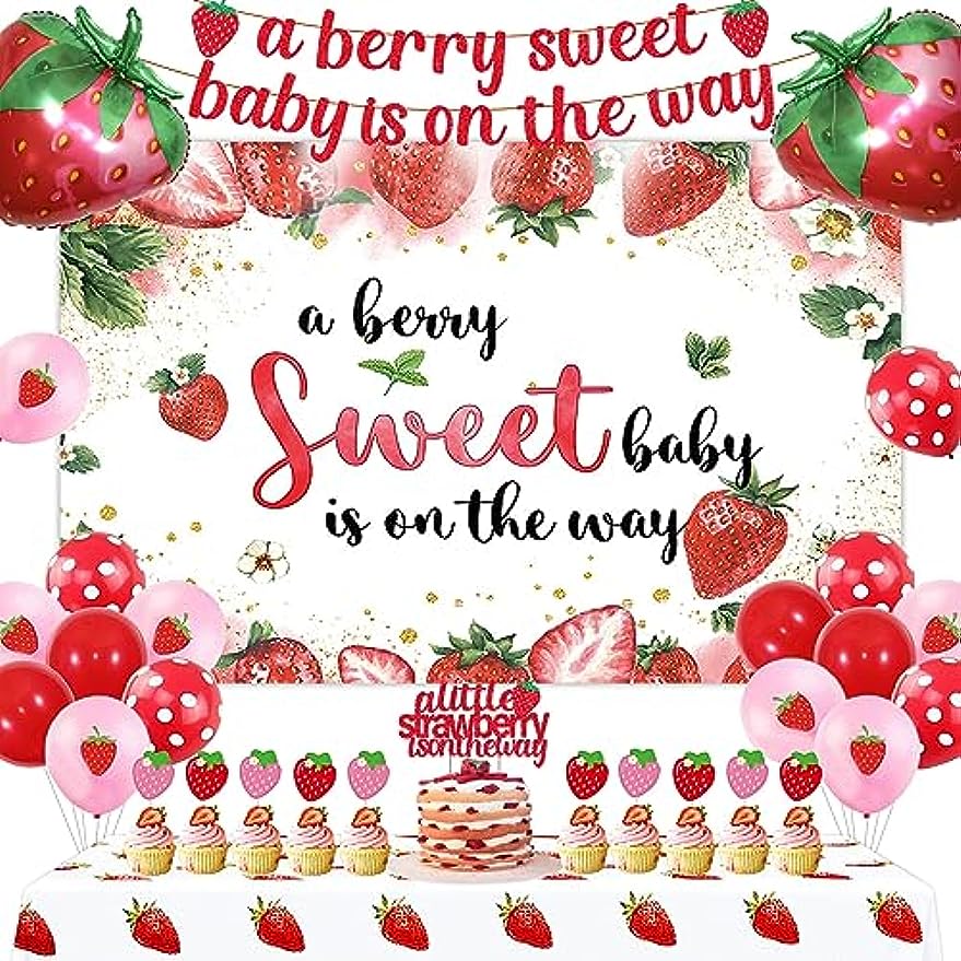 Cheereveal Strawberry Baby Shower Decorations, A Berry Sweet Baby