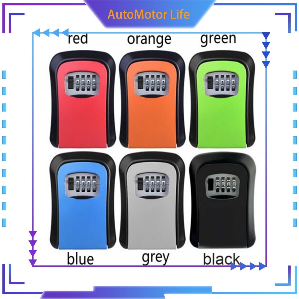 AutoMotor Life SUER Durable Key Box Indoor Outdoor Lock Storage Case Secure Boxes Engineering Plastic Weatherproof Wall Mounted 4 Digit Password Boxs/Multicolor