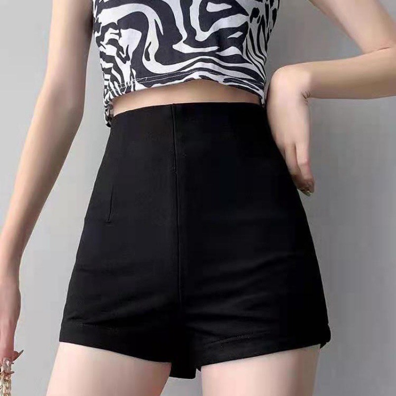 Quần short nữ lưng cao khóa kéo