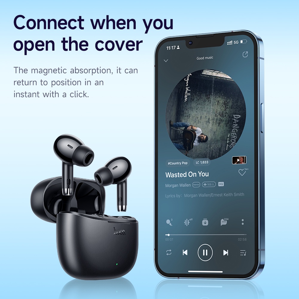 Hoco EQ2 TWS Wireless Earphones Bluetooth 5.3 Earbuds In-ear Headset Built-In Microphone Touch Control Super Bass Earphone. 