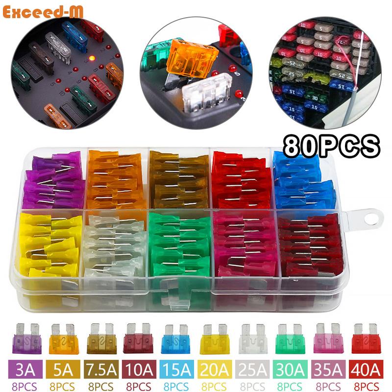 Easy to install fast blow fuse with diagrams 80x 12v standard blade car fuses fuse 3 5 7.5 10 15 20 40 a assorted set +puller car circuit breaker used in cars, trucks, suvs corrosion resistance