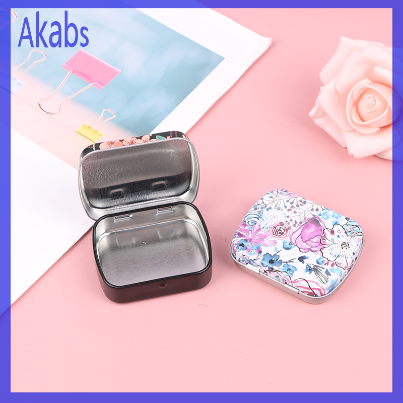 Akabs Small Empty Metal Tin Flip Storage Pill Box Case Organizer For Candy Key