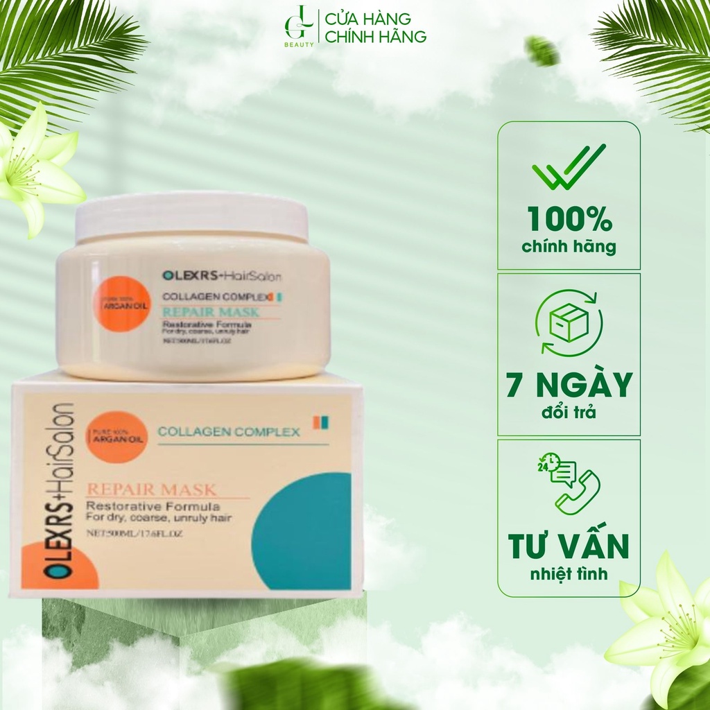 Kem ủ OLEXRS collagen complex repair mask phục hồi mái tóc mềm mượt 500ml