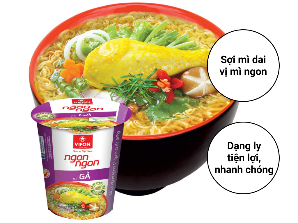 Thùng 24 ly mì gà Vifon Ngon Ngon 60g