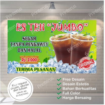 spanduk banner mmt es teh jumbo es teh poci terlaris | Lazada Indonesia