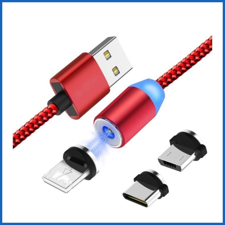 [Full Set 3 đầu sạc] Cáp sạc từ nam châm 3 đầu iPhone, Micro USB và TYPE-C 360 độ Dây Dù Siêu Bền