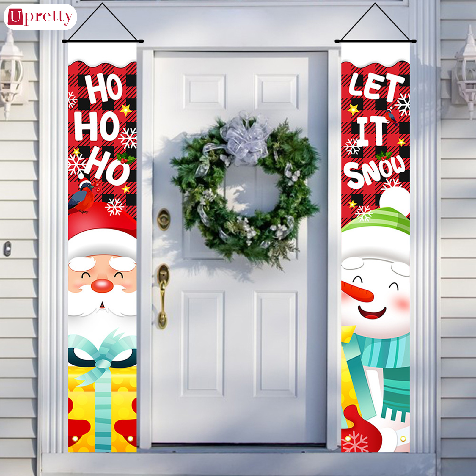 Upretty treo cửa giáng sinh biểu ngữ Xmas Santa Claus Snowman hiên ...