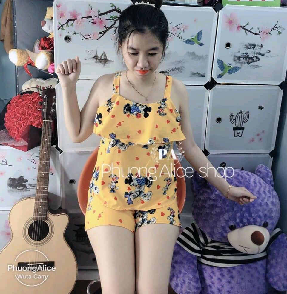 Đồ Bộ Ngắn Hai Dây Kate Lụa Mặc Nhà Nữ - S01