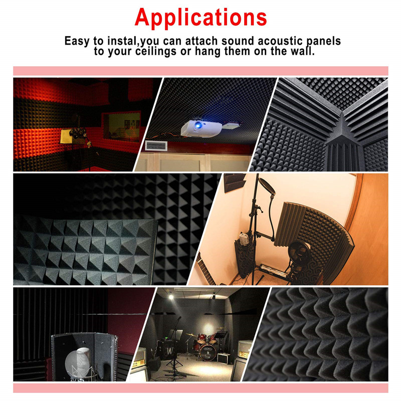 1pcs 25x25x5cm Pyramid Acoustic Foam Soundproof Studio Absorption Sound ...