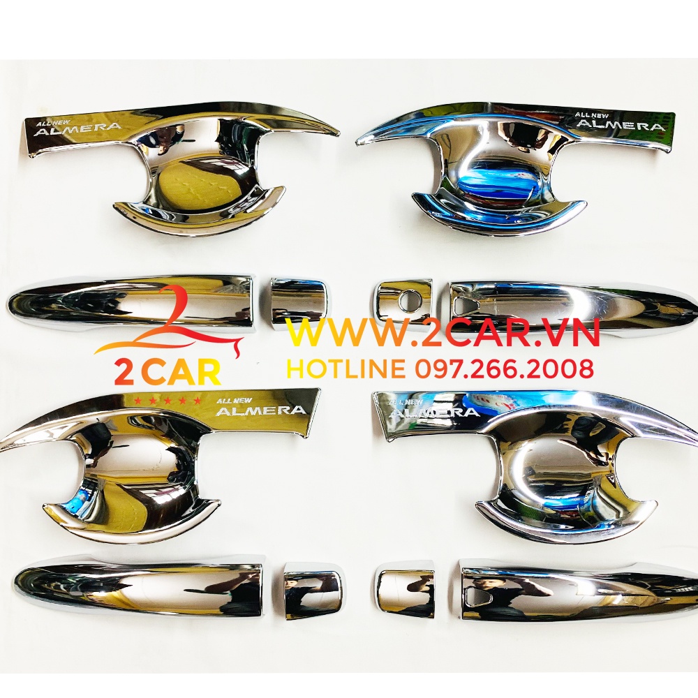 Ốp tay, hõm cửa xe Nissan Almera 2021 - 2022 chất liệu crom cao cấp