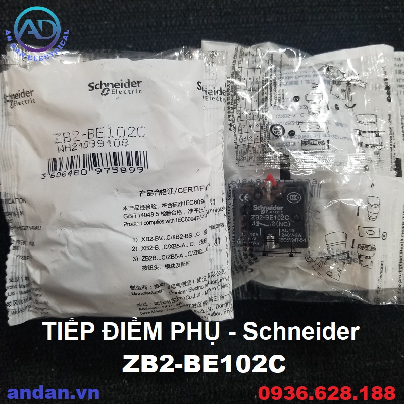 Tiếp điểm phụ nút nhấn, công tắc xb2 schneider zb2-be101c , zb2-be 102c
