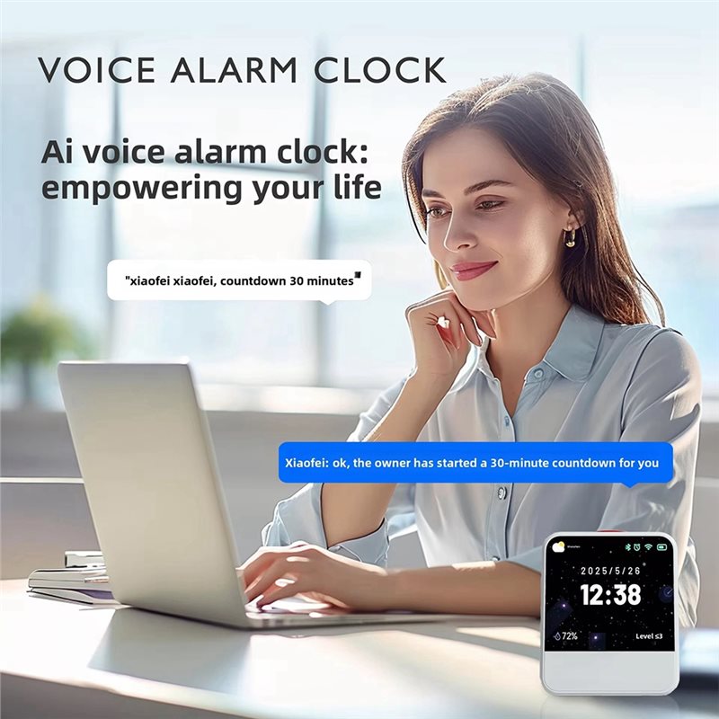 Smart Clock Visual AI Voice Chat, Wireless Bluetooth Speaker, HD ...