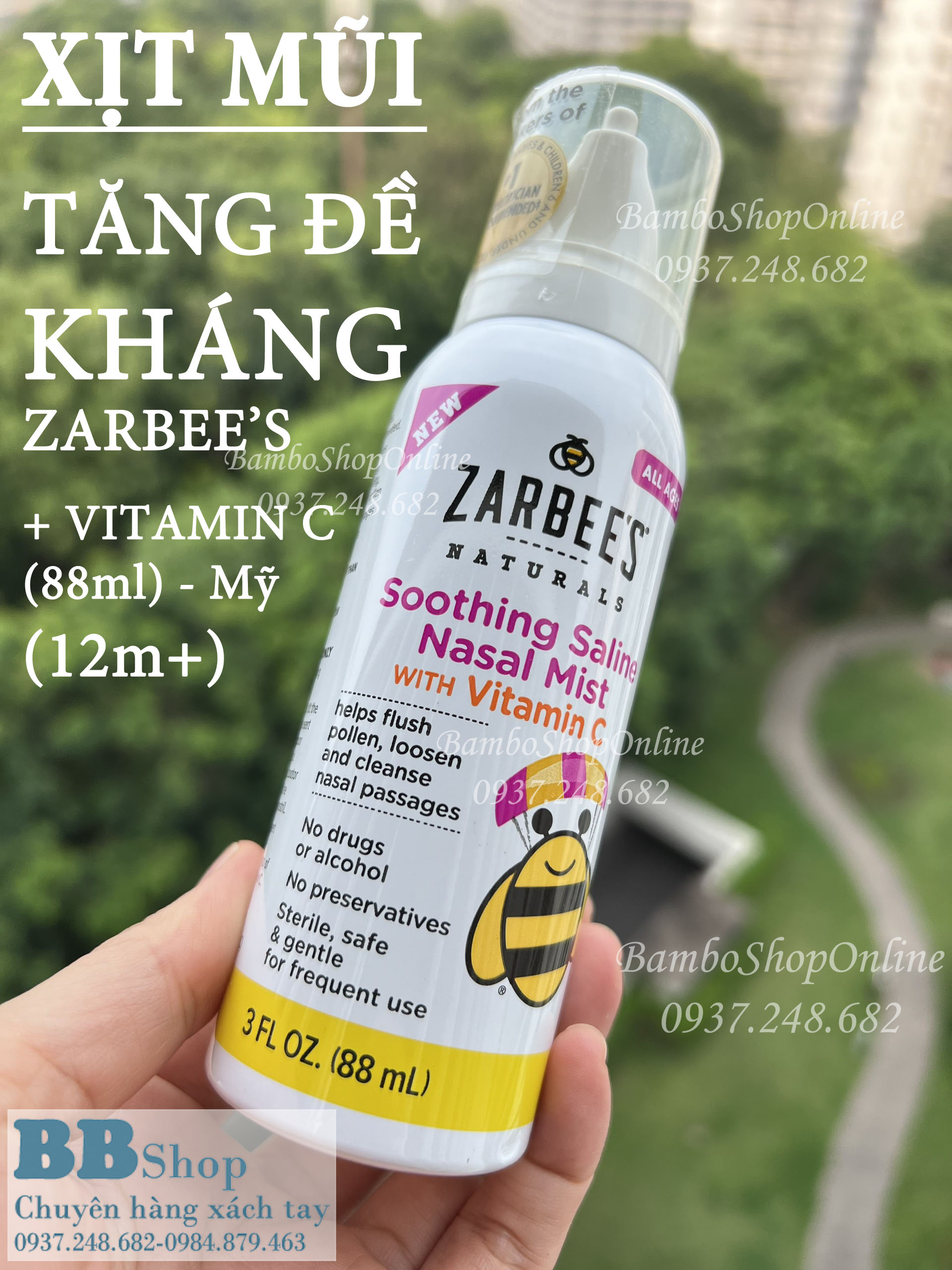 [Hàng nội địa Mỹ] Xịt mũi lô hội đẩy đờm Zarbee's (cho bé từ 0 tháng tuổi)