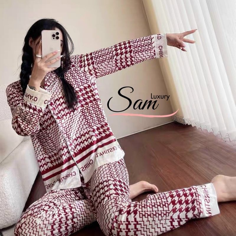 Đồ bộ nữ hàn quốc, bộ ngủ nữ, chất lụa latin cao cấp, Sam pijama SAM02