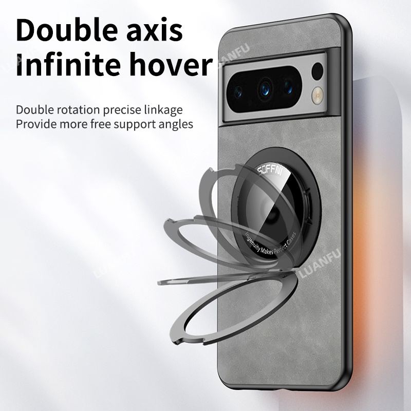 Ốp lưng cho Goole Pixel 7 Pro / Pixel 6 Pro / Pixel 6 / Pixel 7 / Pixel 6A / Pixel 7A giá đỡ vòng xoay từ tính bảo vệ ống kính chống vân tay chống rơi và chống sốc cảm giác da MagSafe trường hợp