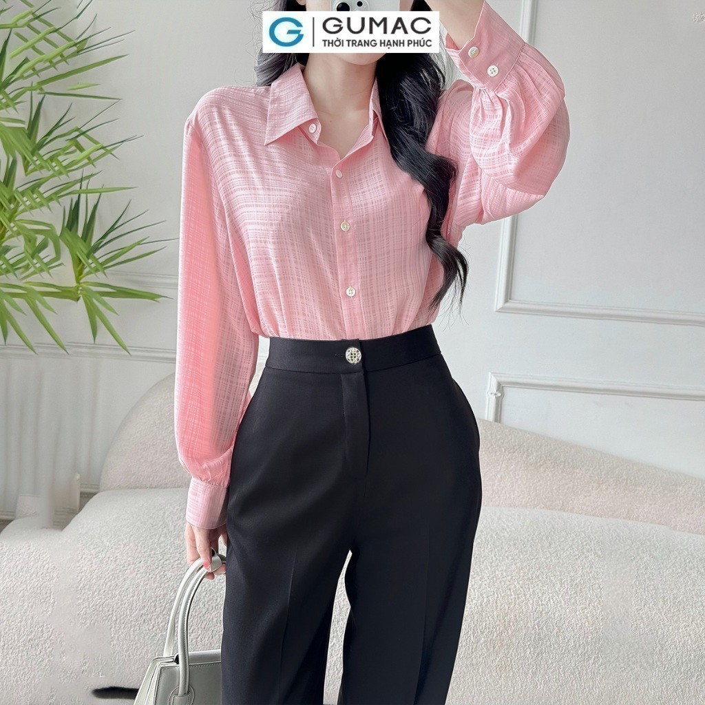 Áo sơ mi nữ bâu nhọn thời trang GUMAC AE01080