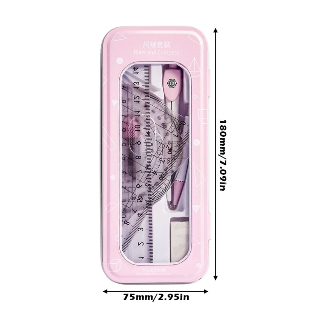 Rectangle Compass Ruler 8PCS/Set Multi-Function Plastic Ruler Compasses Set Transparent ...