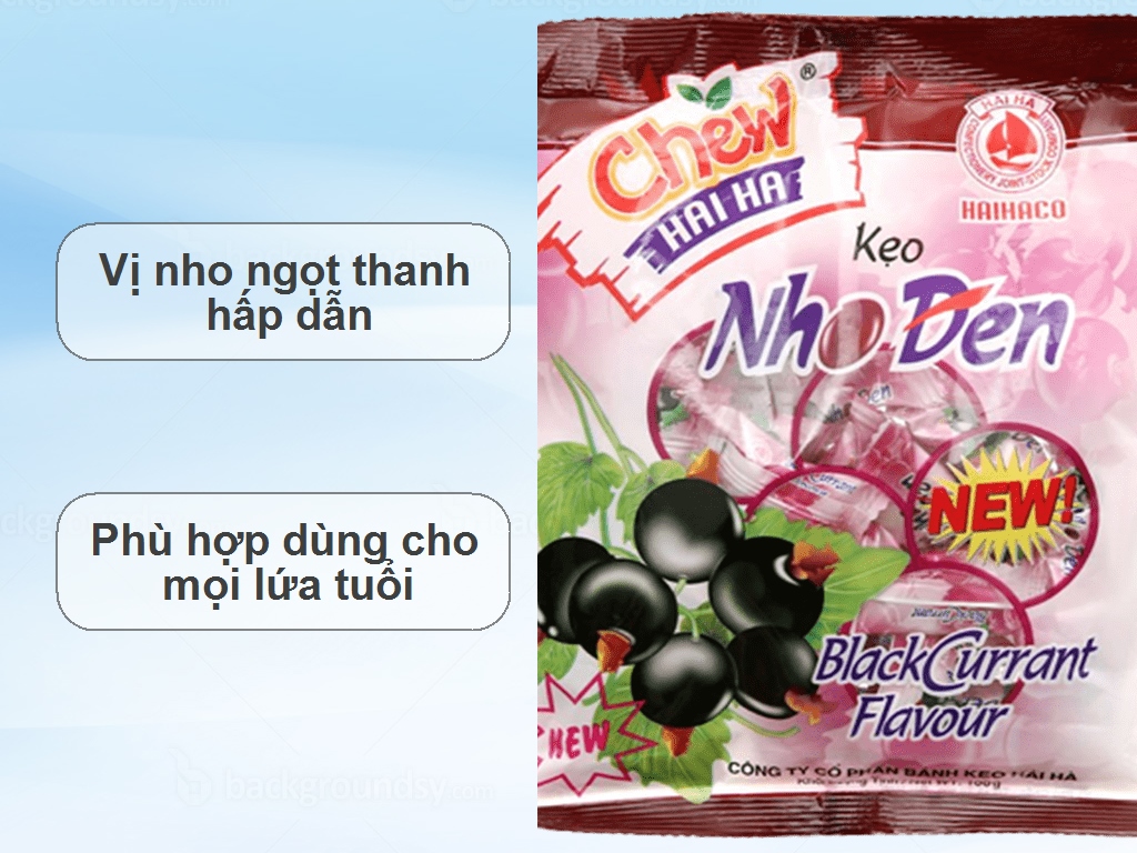 Kẹo Mềm Chew Hải Hà Vị Nho Đen (Gói 105g)
