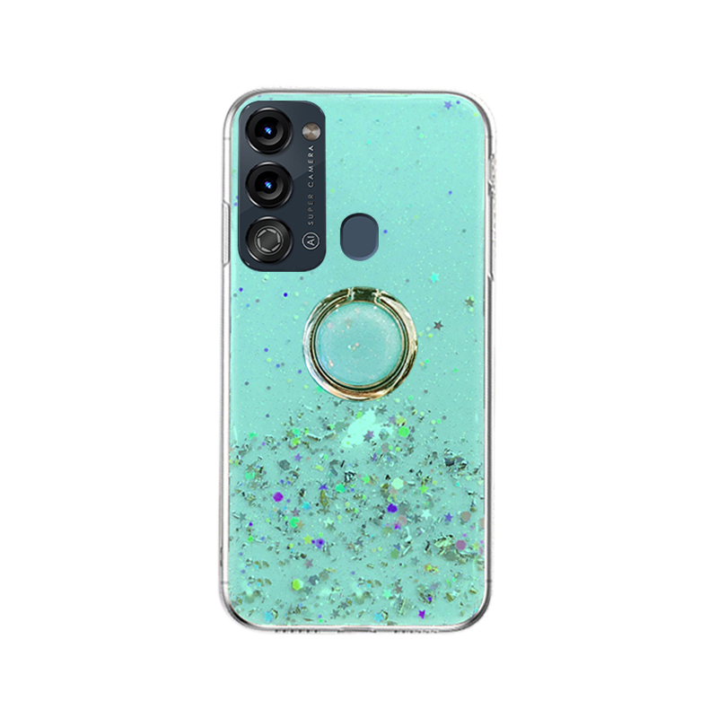 For itel Vision 3 case Shiny Ring Glitter Soft Transparent Holder Stand Back Cover with ring Stars Moon Girls For itel Vision 3 Back cover Phone Cases.