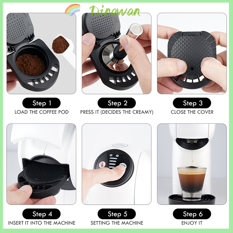 Dinawan Reusable Capsule Adapter for Dolce Gusto Coffee Convert Compatible with Genio