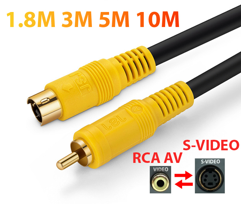 2 way S-Video to RCA AV 1.8m 3m 5M 10m converter cable for ultrasonic endoscope RCA video recorder AV video recorder